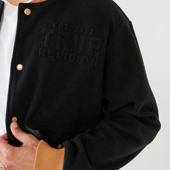 NWT $199 TRUE RELIGION MEN'S JACKET MEDIUM M  ALL FLEECE BOMBER - Picture 5 of 10
